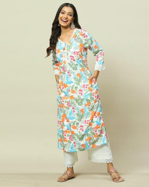 Women Printed LIVA Straight Kurta