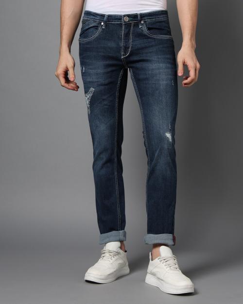 Men Lucifer Mid-Wash Slim Fit Jeans