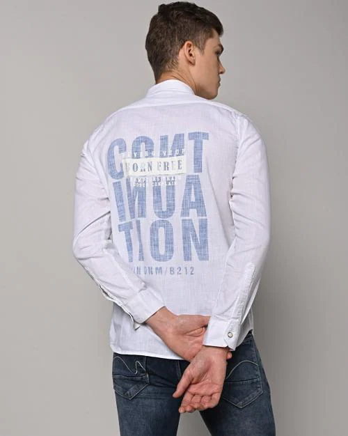 Men Typographic Print Slim Fit Shirt