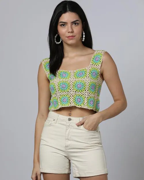 Square-Neck Crochet Top
