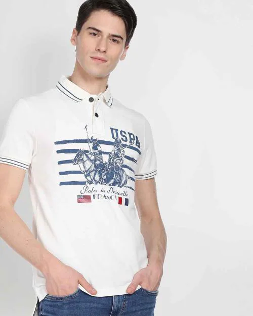 Regular Fit Logo Print Pique Polo T-Shirt