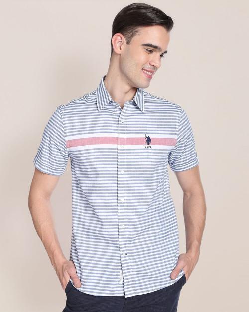 Striped Shirt with Brand Logo