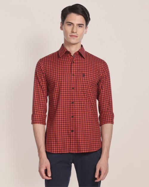 Gingham Checked Shirt with Patch Pocket