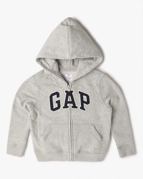 Boys Logo Embroidered Zip-Front Hoodie
