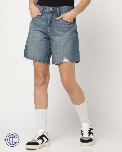 High-Rise Denim Shorts