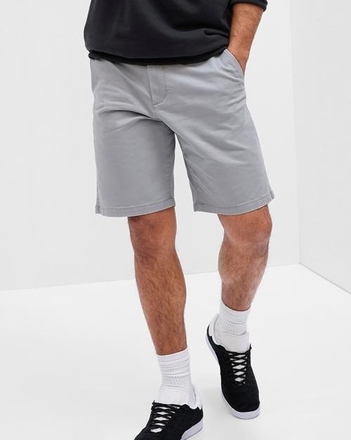 Mid-Rise Flat-Front City Shorts