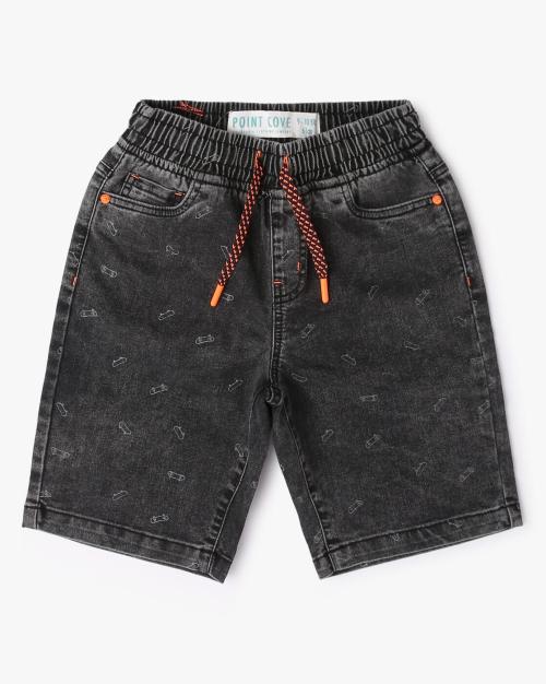 Printed Denim Shorts