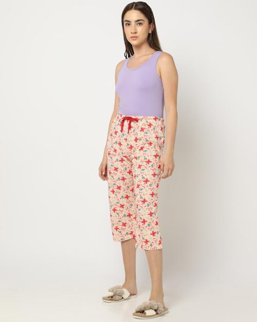 Floral Print Capris with Drawstring Waist
