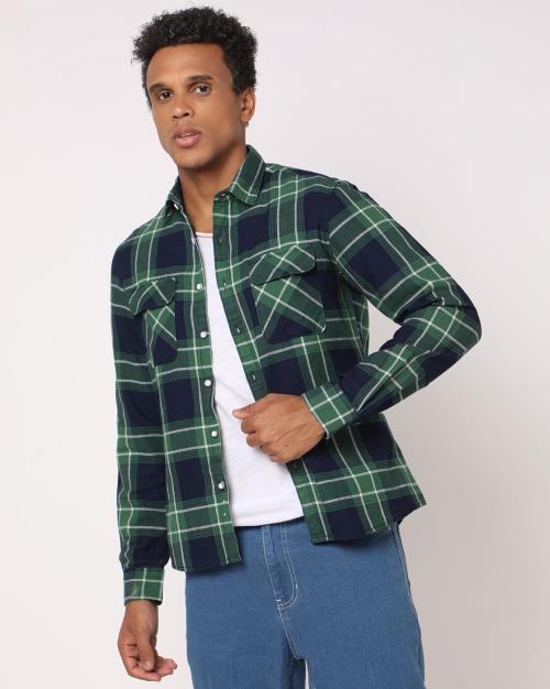 Men Checked Slim Fit Shirt