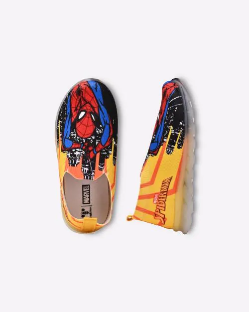 Boys Spider Man Print Mid-Top Slip-On Shoes