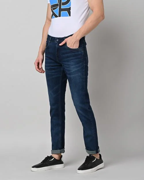 Men Light-Wash Slim Fit Jeans