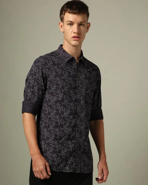 Men Leaf Print Regular Fit Shirt