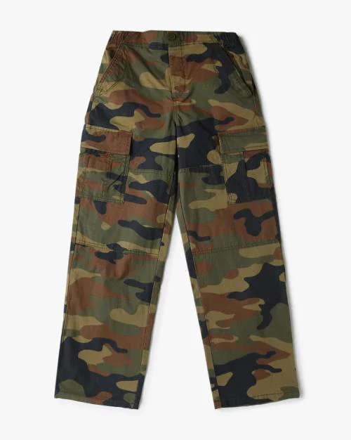 Boys Camouflage Print Relaxed Fit Cargo Pants