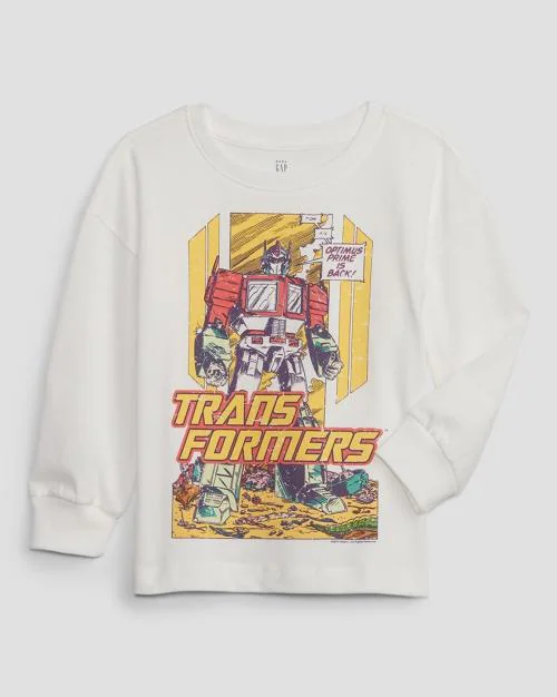 Boys Transformers Print Round-Neck T-Shirt
