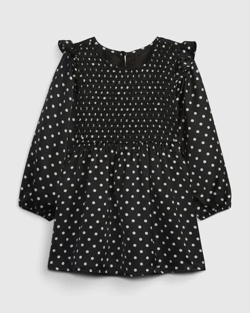 Girls Polka-Dot Print Round-Neck A-Line Dress