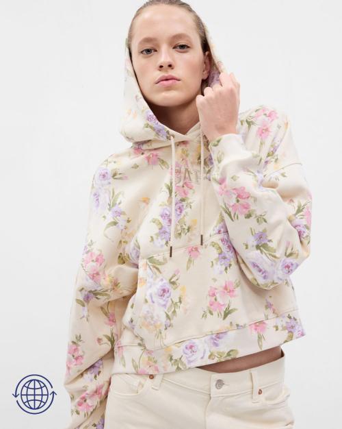 LoveShackFancy Logo Embroidered Cropped Hoodie