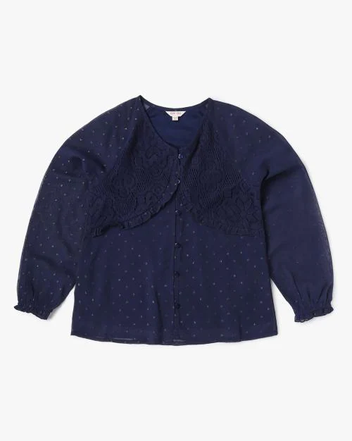 Swiss Dot V-Neck Top