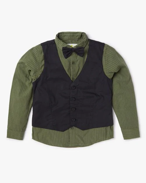 Striped Shirt with Waist Coat & Bow