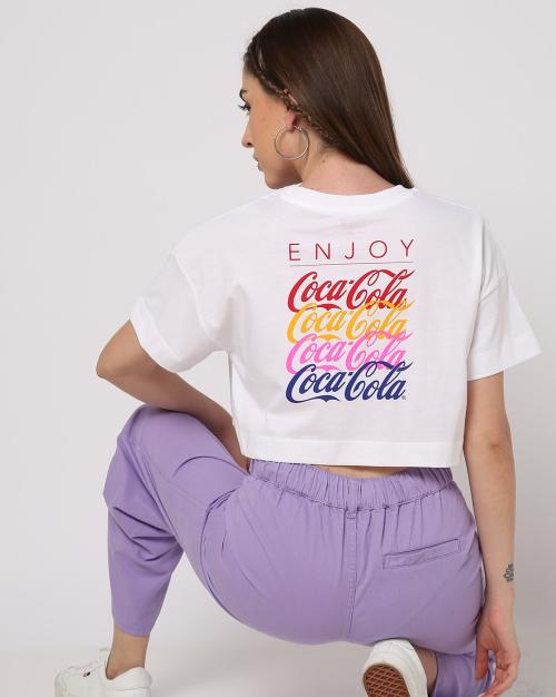 Girls Graphic Print Relaxed Fit Crew-Neck Crop T-Shirt