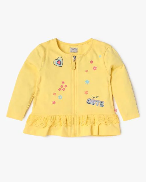 Girls Printed Zip-Front Sweatshirt