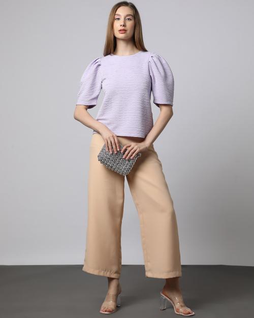 Top with Pleated Sleeve