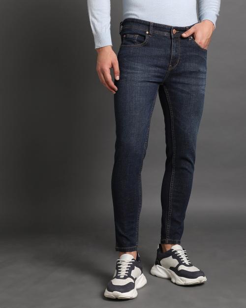 Men Light-Wash Slim Fit Low-Rise Jeans