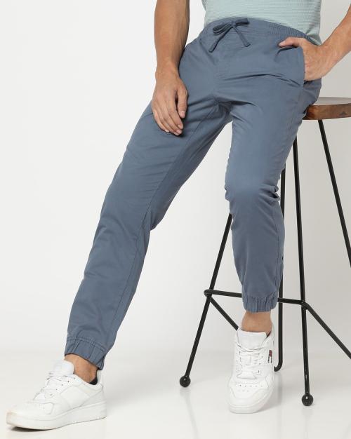 Slim Fit Flat-Front Trousers with Cuffed Hems