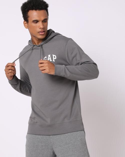 Men Logo Print Regular Fit Hoodie