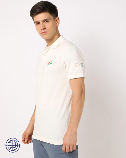Regular Fit Tri-Colour Logo Print Polo T-Shirt