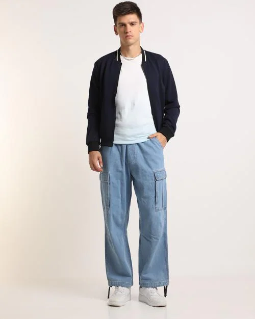 Men Lightly Washed Parachute Fit Jeans