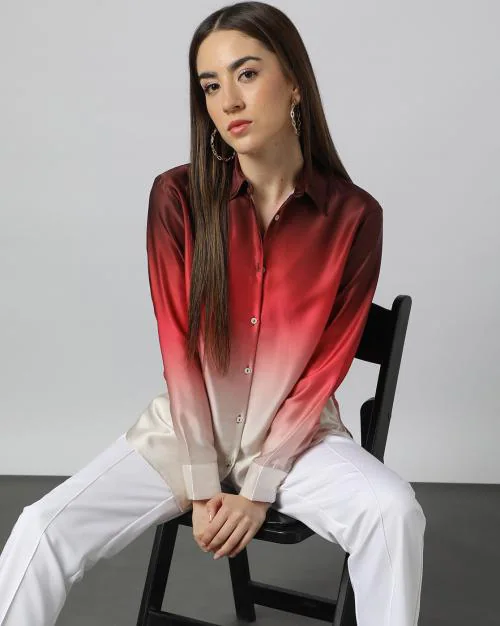 Ombre-Dyed Oversized Shirt