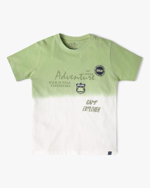 Boys Ombre-Dyed Regular Fit Crew-Neck T-Shirt