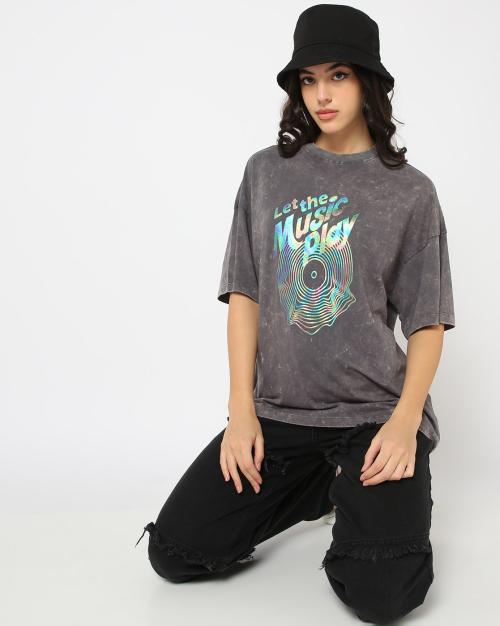 Women Graphic Print Loose Fit Oversized T-Shirt