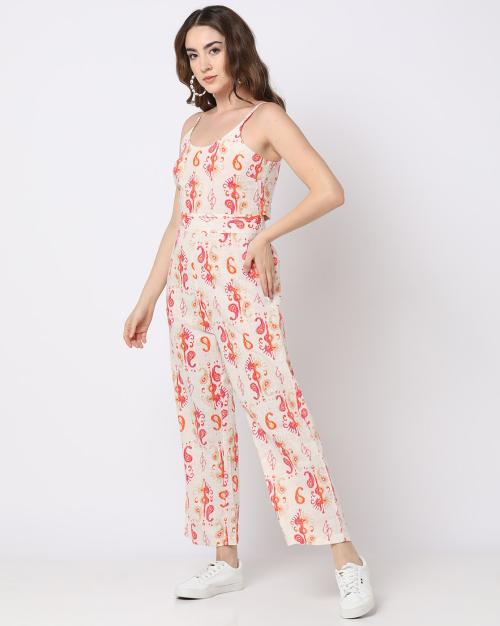 Women Paisley Print Strappy Jumpsuit