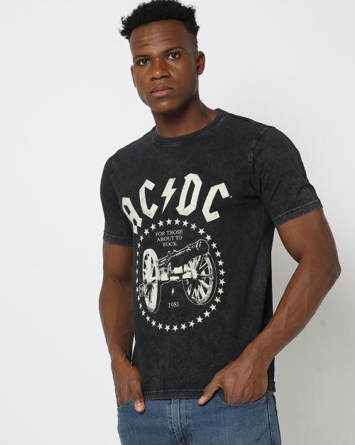 Buy Men AC DC Print Regular Fit Crew-Neck T-Shirt Online at Best Prices ...