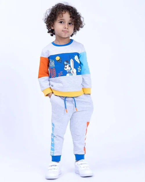 Boys Mickey Mouse Print Regular Fit Tracksuit