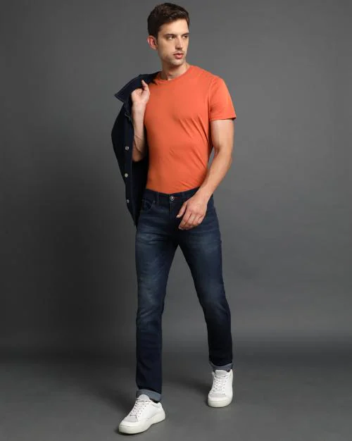 Men Mid-Wash Low-Rise Slim Fit Jeans