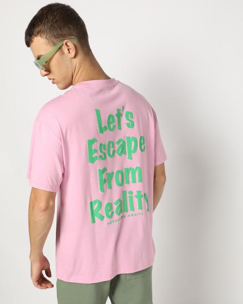 Men Typographic Print Relaxed Fit Crew-Neck T-Shirt