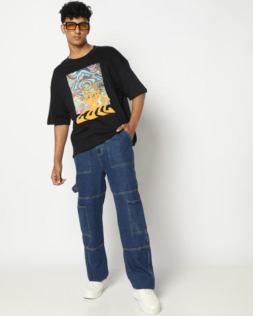 Men Graphic Print Oversized Fit Crew-Neck T-Shirt