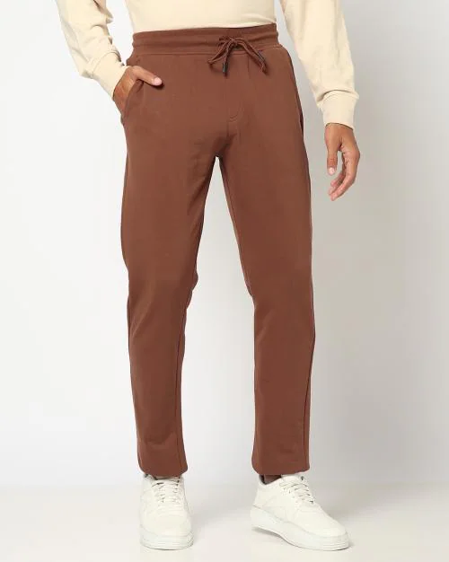 Men Heathered Straight Track Pants