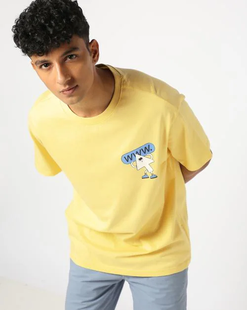 Men Graphic Print Relaxed Fit Crew-Neck T-Shirt