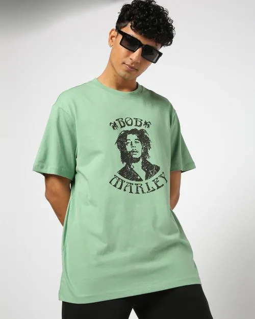 Bob Marley - Men Bob Marley Print Relaxed Fit Crew-Neck T-Shirt