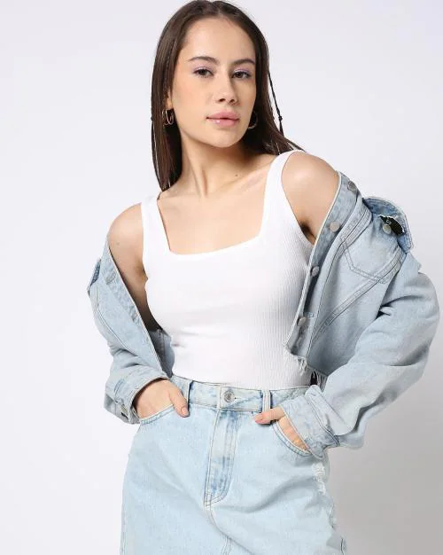 Women Ribbed Fitted Top