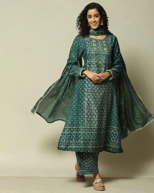 Women Floral Print Straight Kurta with Palazzos & Dupatta