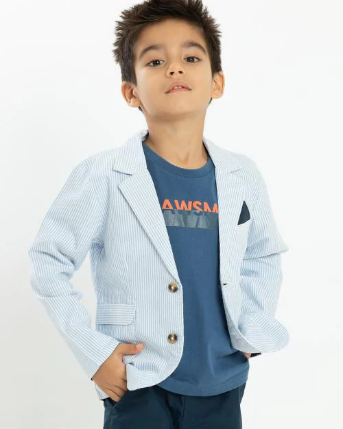 Boys Striped Blazer & T-Shirt Set
