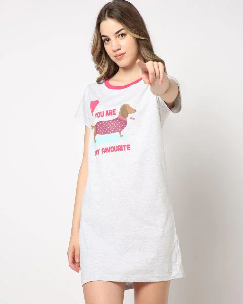 Women Graphic Print Nightshirt