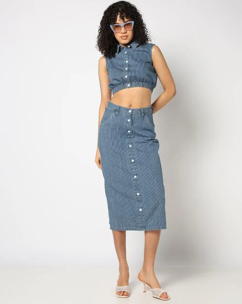 Women Striped Pencil Skirt