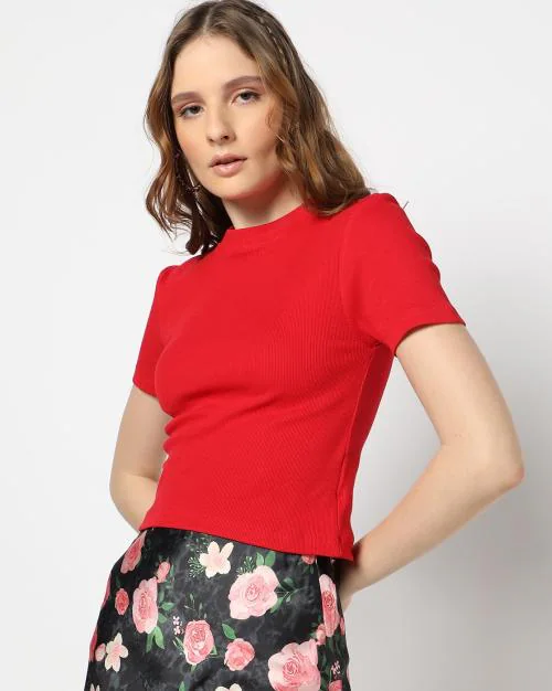 Women Ribbed Fitted Top