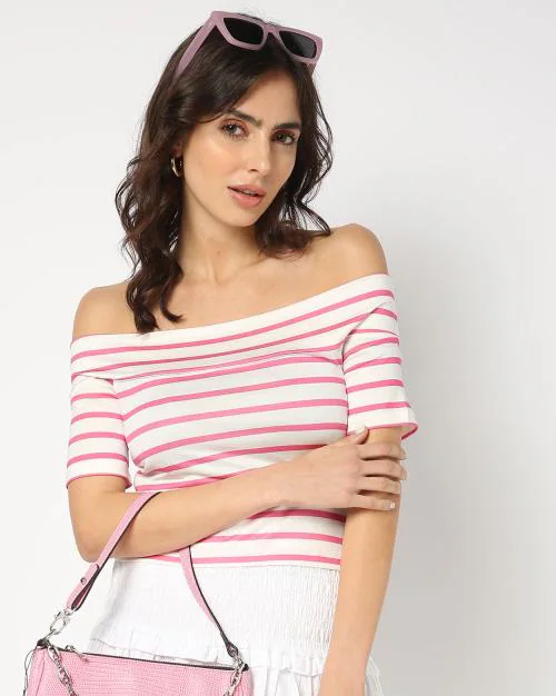 Women Striped Off-Shoulder Top