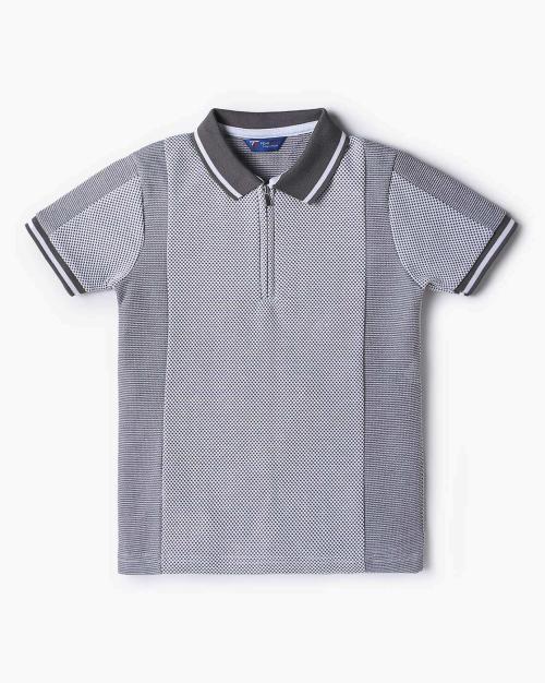 Boys Regular Fit Panelled Polo T-Shirt